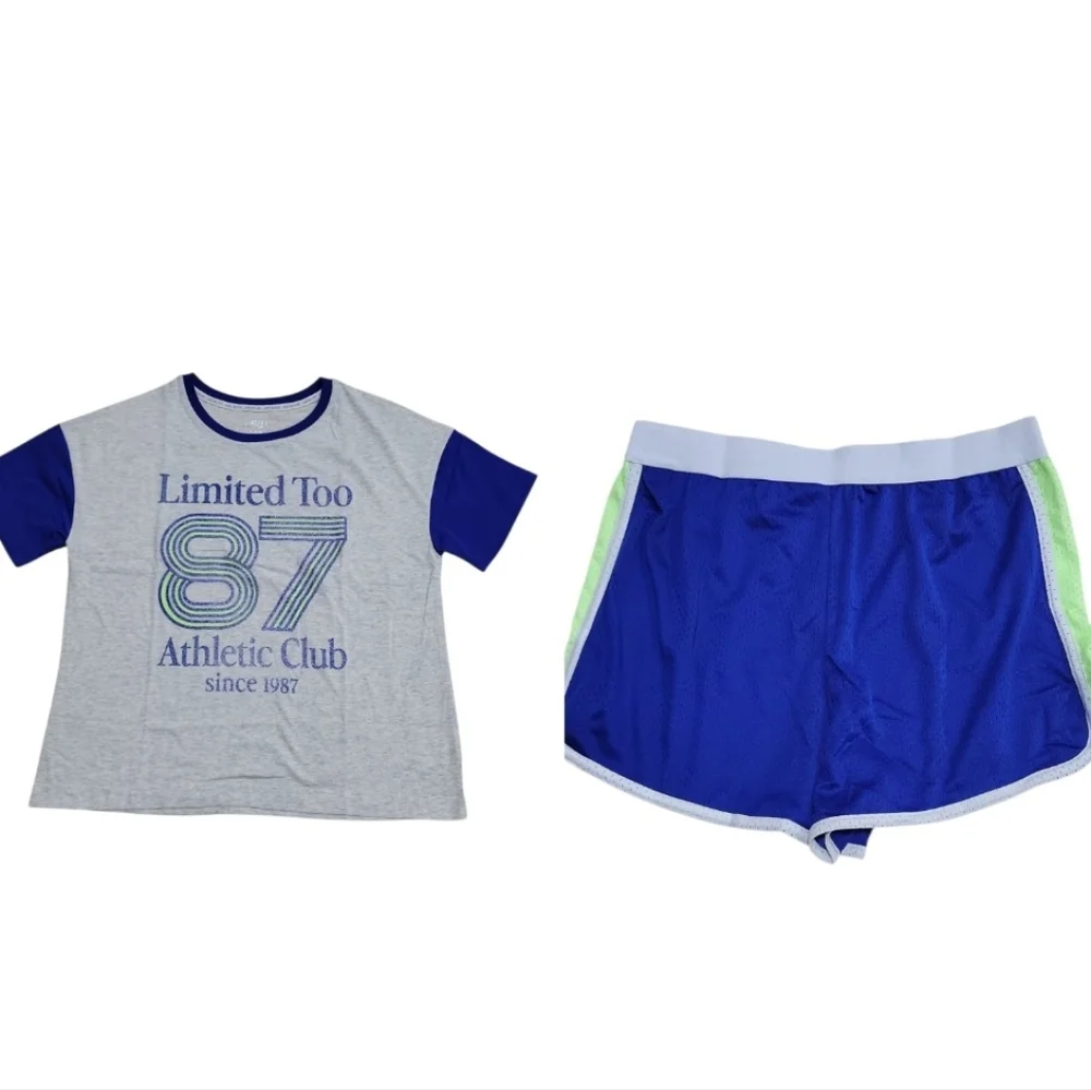 Limited Too Girls 2 Piece Active Set T-Shirt & Mesh Shorts Size L (12/14)